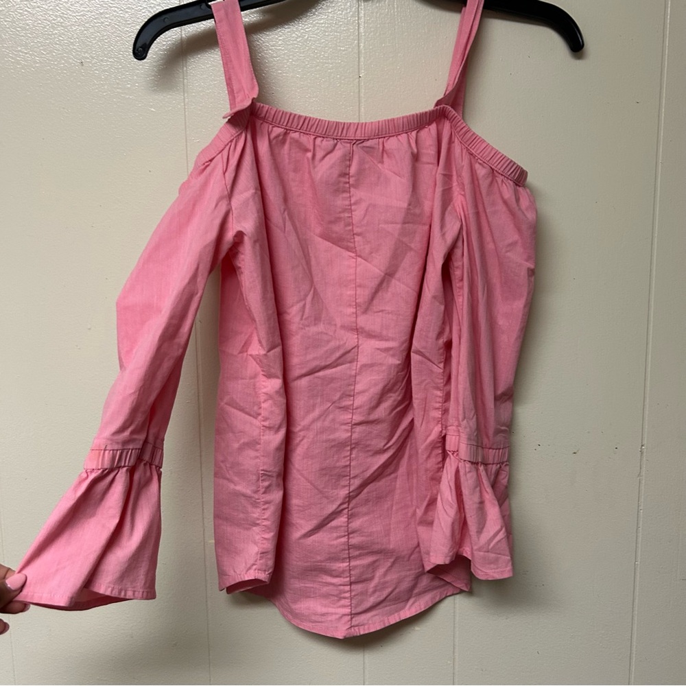 Abercrombie Kids Pink Ruffled Bell Sleeve Blouse